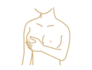 ③乳頭から異常な液が出ないかを確かめます。
